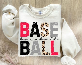 Distressed Leopard Baseball Letters PNG, Retro Vintage Design (Digital Download)