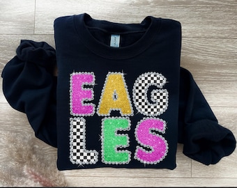 Aigles PNG : motif à carreaux glamour en strass (téléchargement numérique)