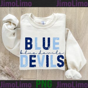 Blue devils png distressed retro vintage letters files digital Blue devil print sublimation sport design digital