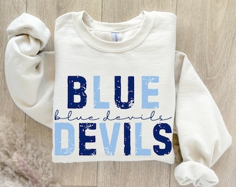 Blue devils png distressed retro vintage letters files digital Blue devil print sublimation sport design digital