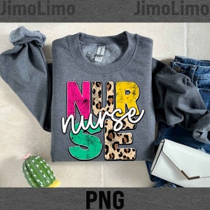 Nurse png leopard distressed pattern Nurse vintage retro letters trendy Nurse files digital print sublimation design