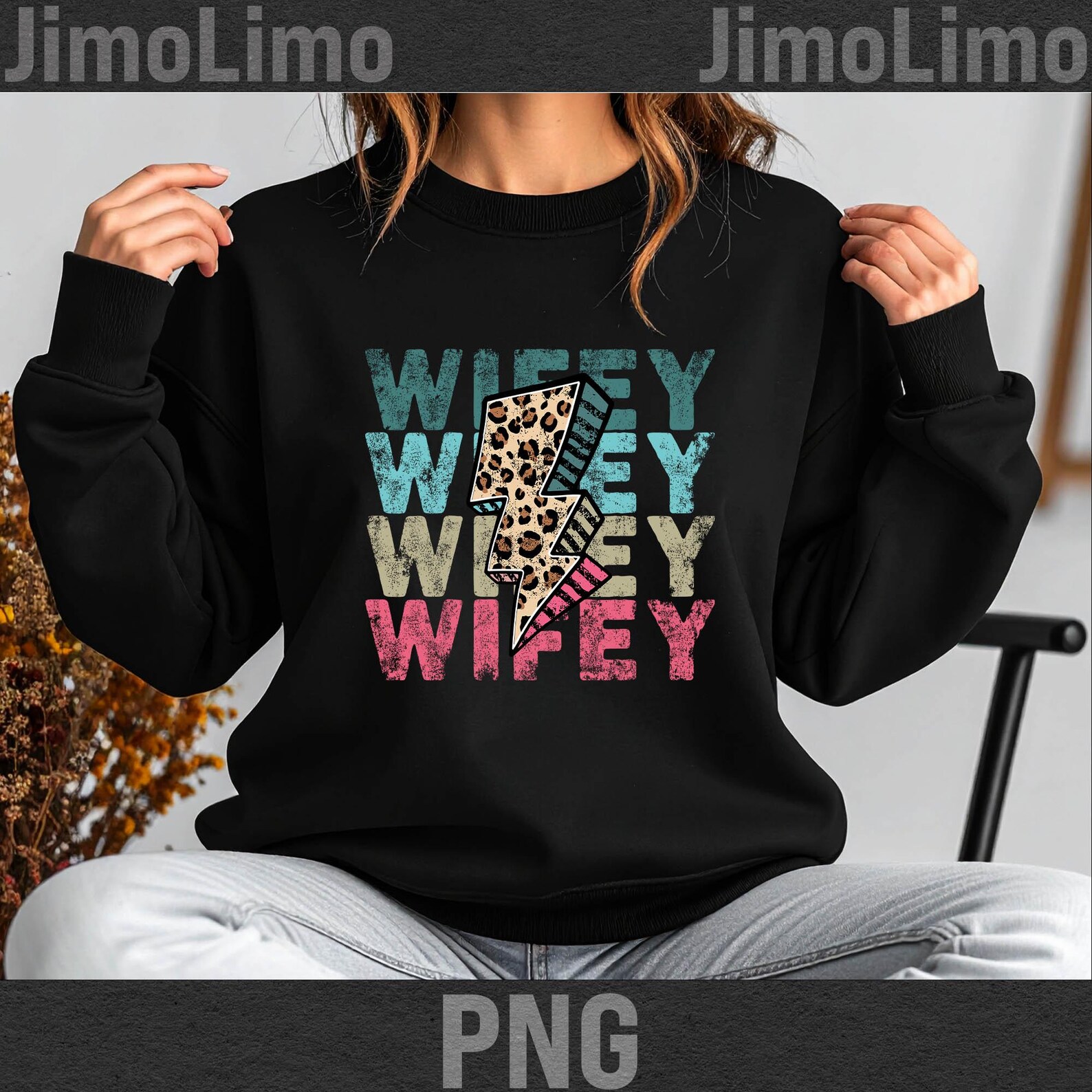 Retro Wifey Leopard Lightning Bolt PNG: Distressed Wife Shirt Design ...