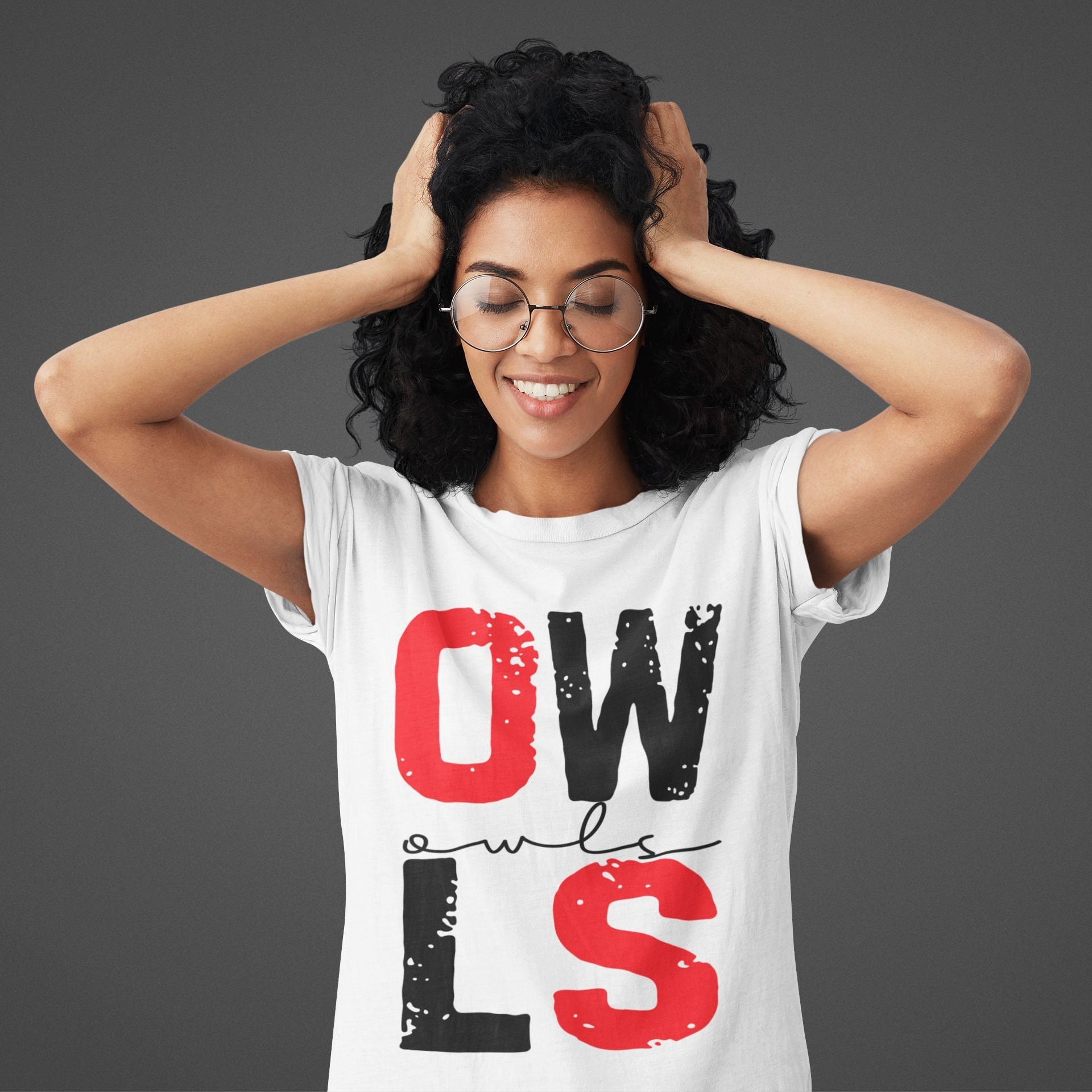 Retro Owls PNG, Distressed Letters Design (Digital Download)