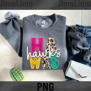 Hawks png leopard pattern distressed retro vintage letters files digital Hawks print sublimation design