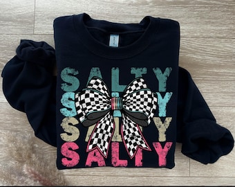 Bow Salty PNG, Checkered Grunge Style (Digital Download)