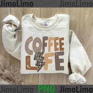 Coffee life png coffee png lightning Bolt distressed retro vintage grunge design coffee bean leopard pattern coffee weather coffee sweater