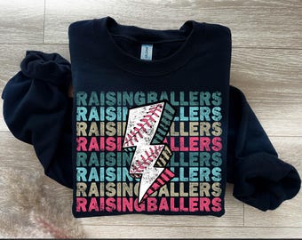 Raising Ballers PNG: Retro Softball Baseball Design (Digital Download)