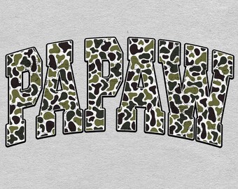 Papaw de camuflaje retro PNG: diseño universitario desgastado (descarga digital)