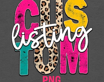 Benutzerdefinierte Maskottchen PNG Design Auflistung Bestellung PNG Leopard beunruhigt bunt Retro Vintage Buchstaben Dateien Digitaldruck Sublimation Sport