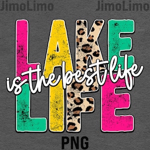 Lake life png ist das beste Leben Leopard Gepard Stil See Vibes Fluss See Bum beunruhigt Retro Vintage Buchstaben Sommerferien Design