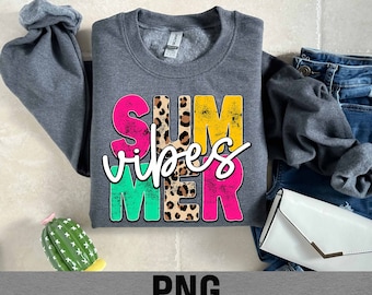 Summer Vibes PNG, Leopard Cheetah Print (Digital Download)