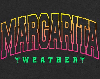 Retro Margarita Weather PNG: Distressed Varsity Design (Digital Download