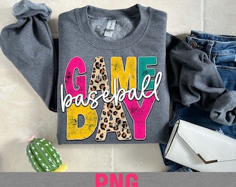 Distressed Leopard Baseball Mom Game Day PNG (Digital Download)