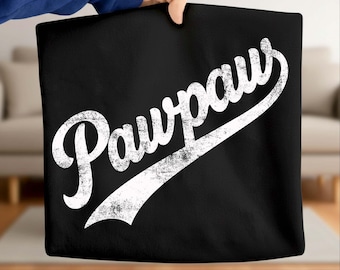 Retro Pawpaw SVG PNG: Distressed Vintage Script Design Digital Download