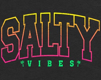 Salty Vibes Bow PNG: Retro Beach Design (Digital Download