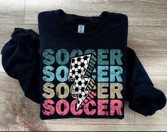Distressed Soccer Mom PNG: Lightning Bolt Checkered Design (Digital Download)
