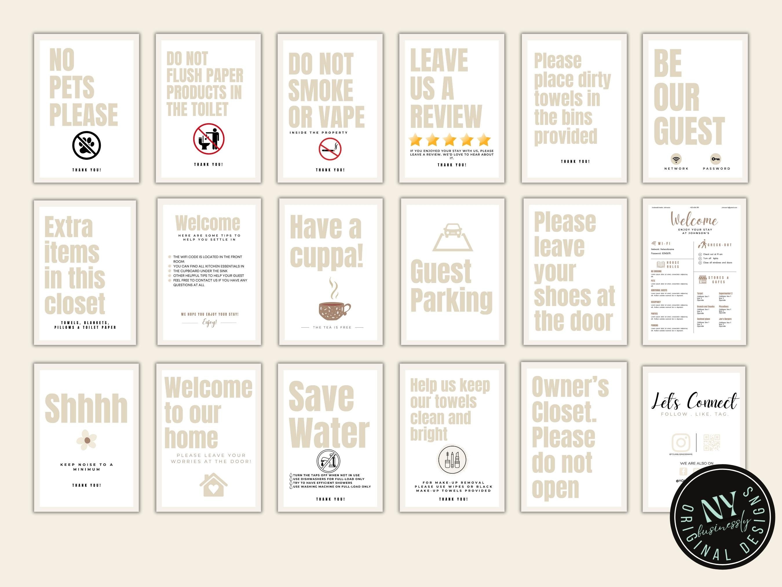 Airbnb Signs Bundle | Airbnb Host Bundle | Welcome Book Template ...