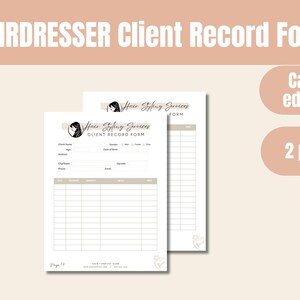 Modulo di registrazione del cliente per parrucchiere: modulo di responsabilità, pretrattamento, esenzione di responsabilità, moduli di consenso, moduli per parrucchieri, modelli modificabili per salone