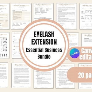 Eyelash Extension Lash Tech Forms Bundle - Consent form, Client intake form, skin care, treatment record, Aftercare card, lash tech template