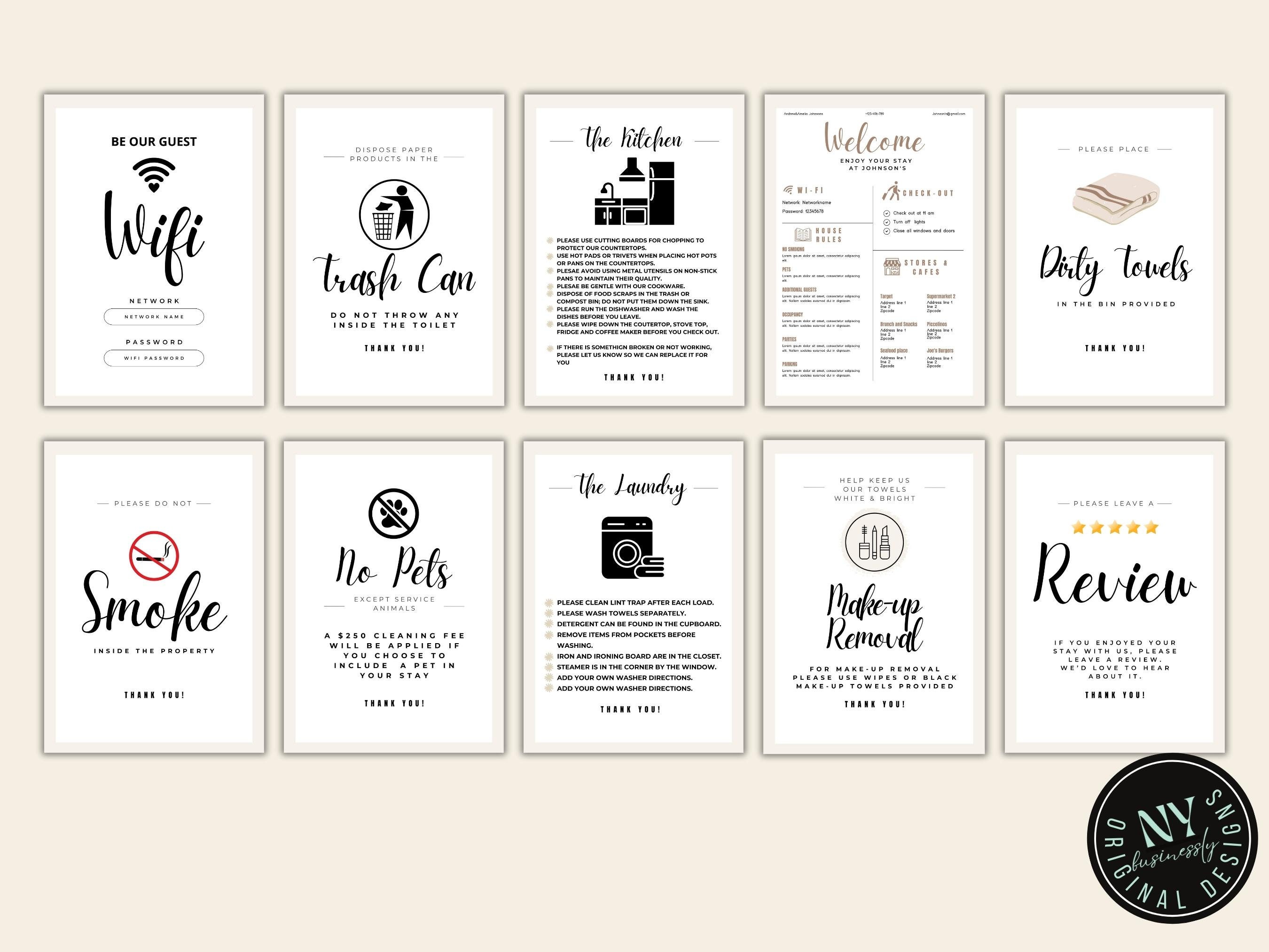 Airbnb Signs Bundle | Airbnb Host Bundle | Welcome Book Template ...