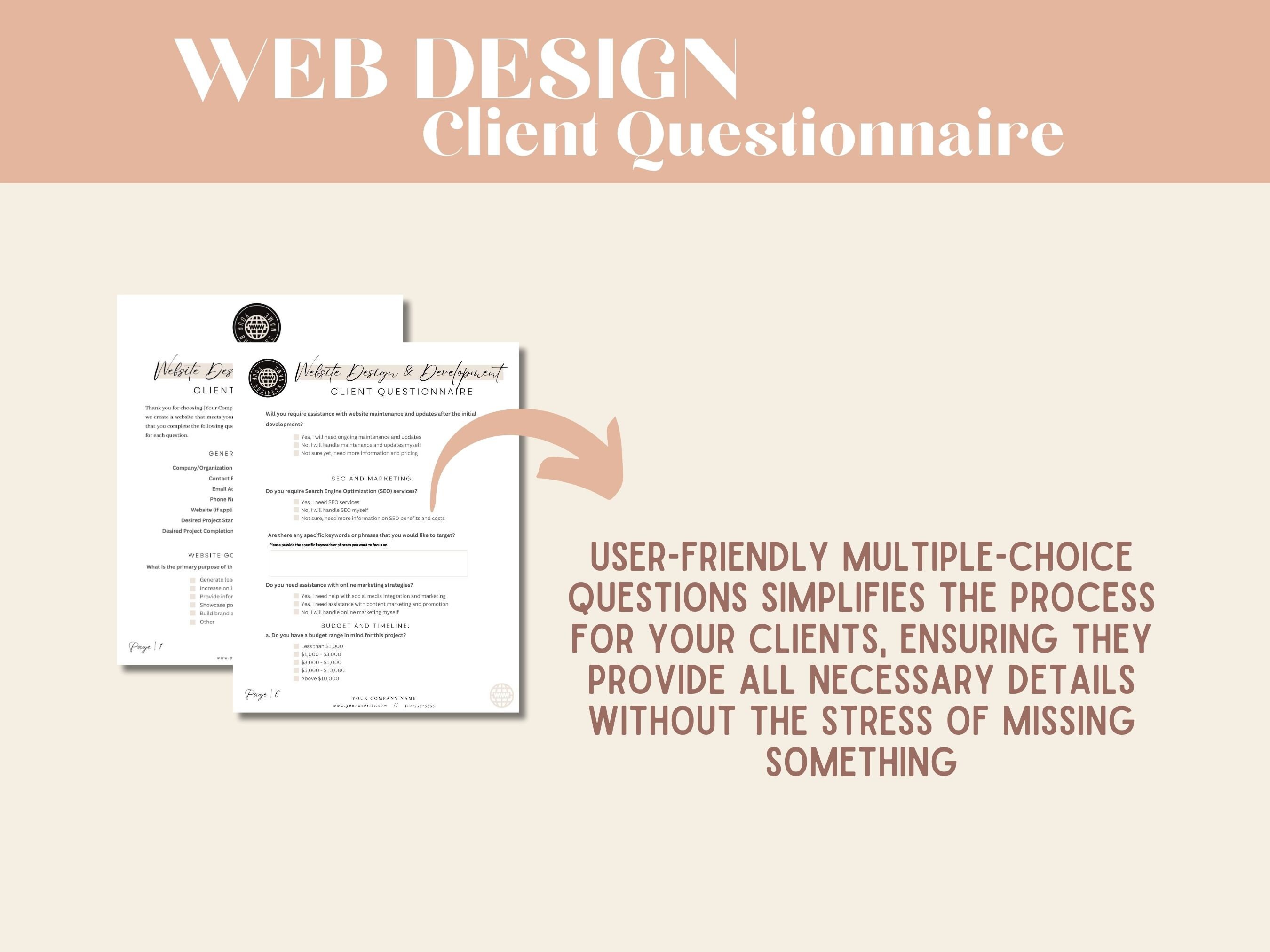  Design Client Questionnaire Template,  Design Agreement, Client