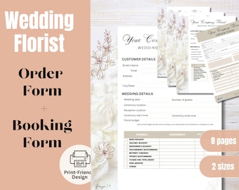 Wedding Florist Booking & Order Form – Client Inquiry, Canva Template (Digital Download)