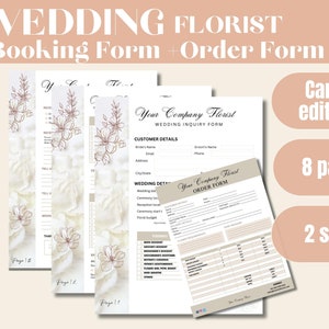 Florist Wedding Booking Form - Wedding order form,  Florist Client form, Canva Order Forms for Florist, Client Inquiry form, order inquiry