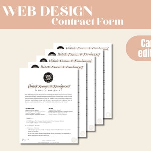 Web Design Contract Template - Client Onboarding, Editable Forms (Canva)