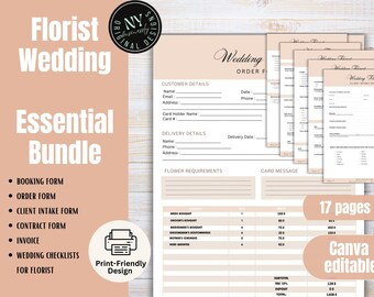 Wedding Florist Forms Bundle – Client Intake, Order & Contract (Canva Editable)