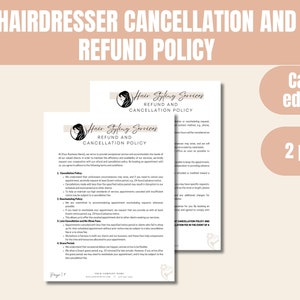 Condizioni di cancellazione e rimborso per il parrucchiere: moduli per il consenso, esonero di responsabilità, moduli per il consenso, moduli per il parrucchiere, assunzione da parte del cliente, moduli per il salone