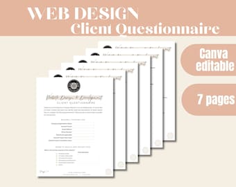 Web Design Client Questionnaire Template - Editable, Small Business (PDF)