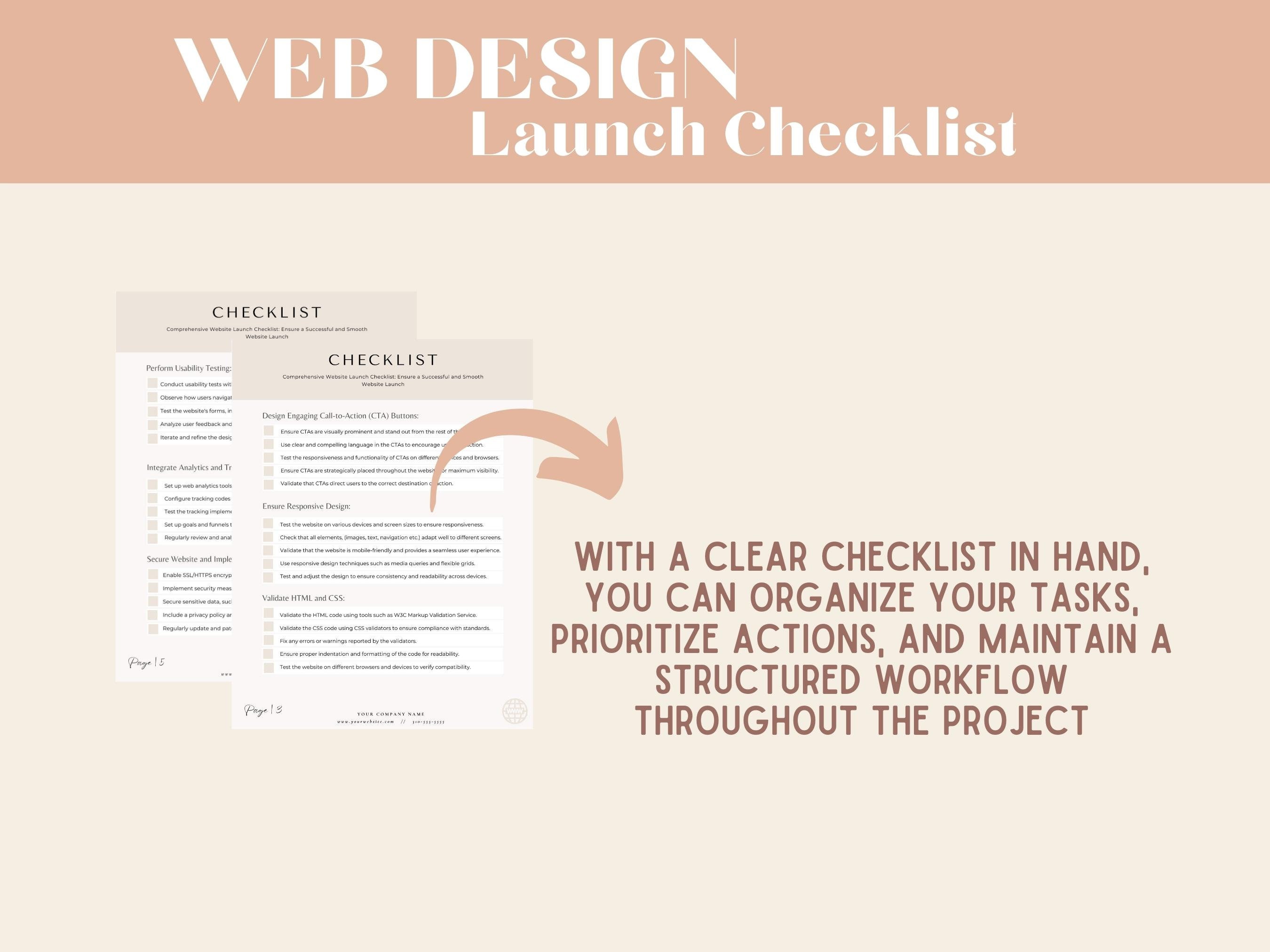 Website Launch Checklist – Web Design Client Onboarding (canva Editable ...