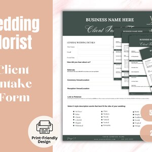 Florist Wedding Client Intake - Wedding order form,  Florist Client form, Canva Order Forms for Florist, Client Inquiry form, order inquiry