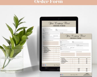 Wedding Florist Order Form – Client Booking, A4/US Letter (Canva Digital Download)