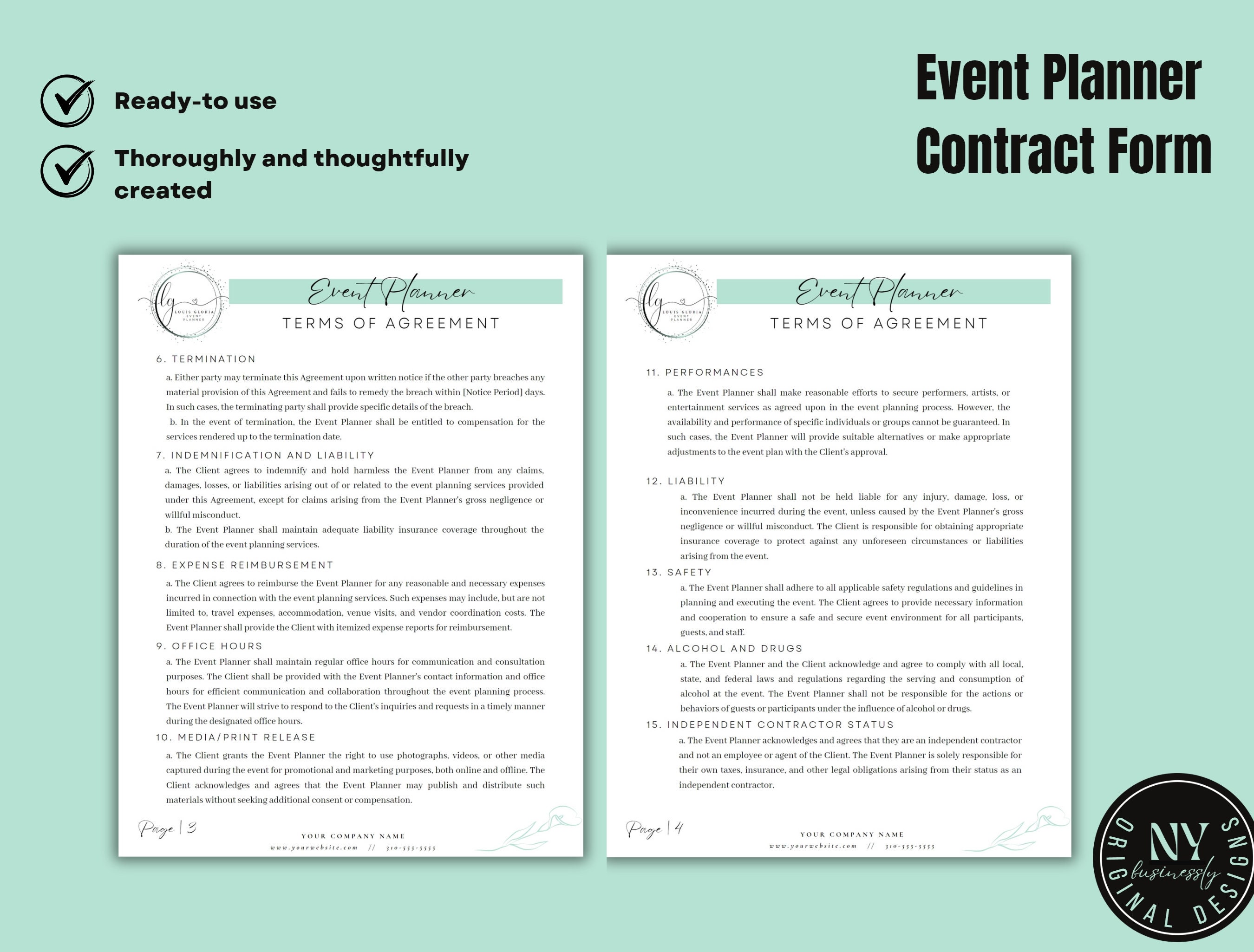 Event Planner Contract.pdf Event Planner Contract Template – Customizable Agreement (PDF) - Etsy
