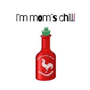 Cotton Mom's Chili Onesie with Sriracha Bottle Graphic for Babies and Toddlers - Foodie Families - Chilli Bodysuit - Baby Shower Gifts