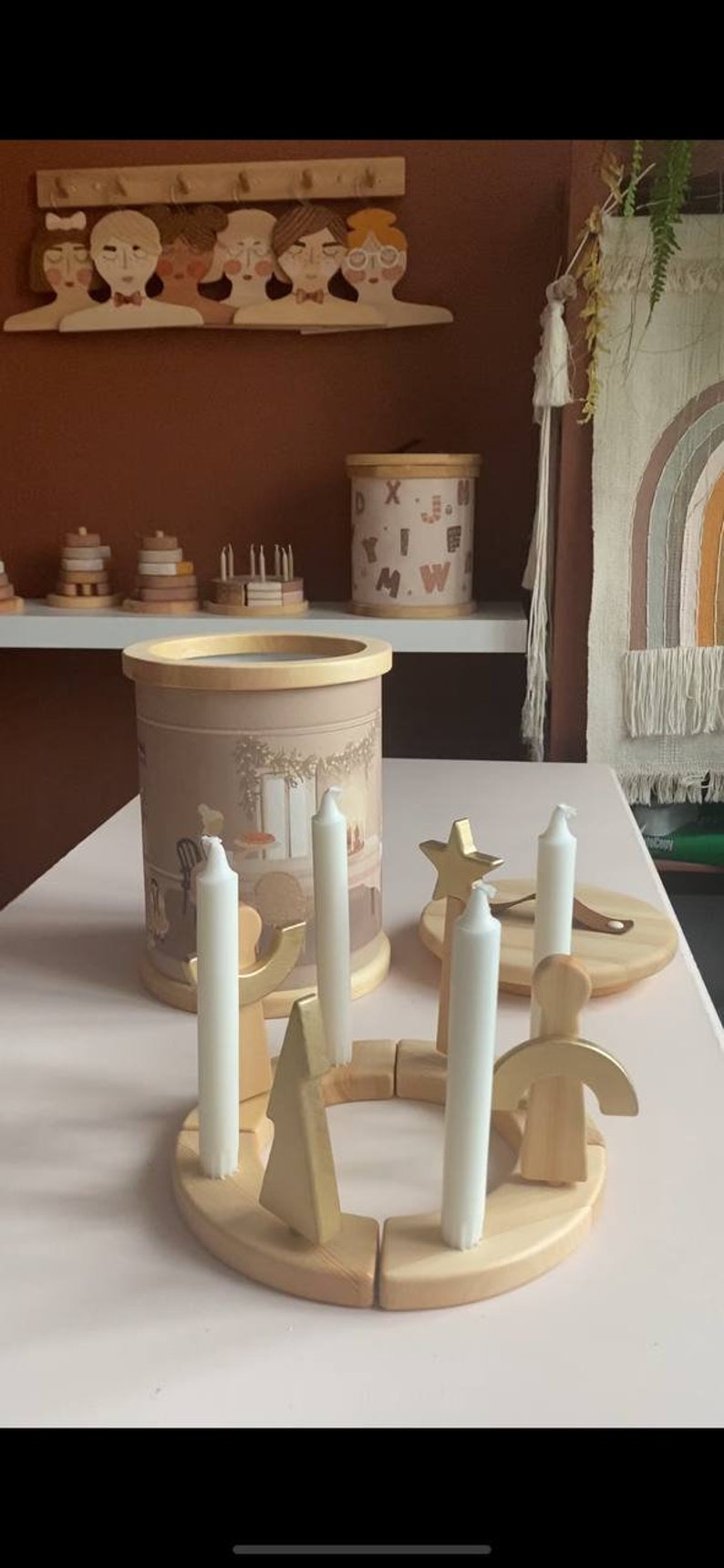 Christmas Advent Wooden Candlestick Holder for Advent Candles Etsy