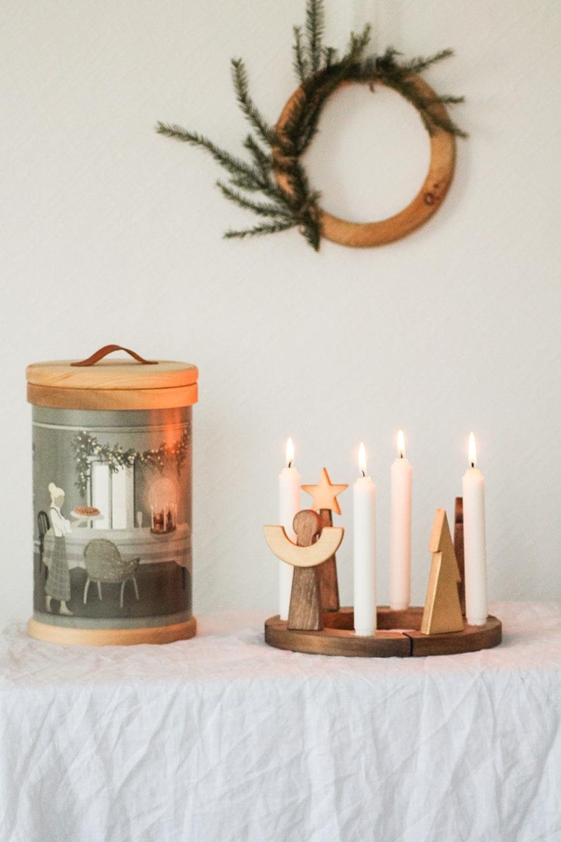 Christmas Advent Wooden Candlestick Holder for Advent Candles Etsy