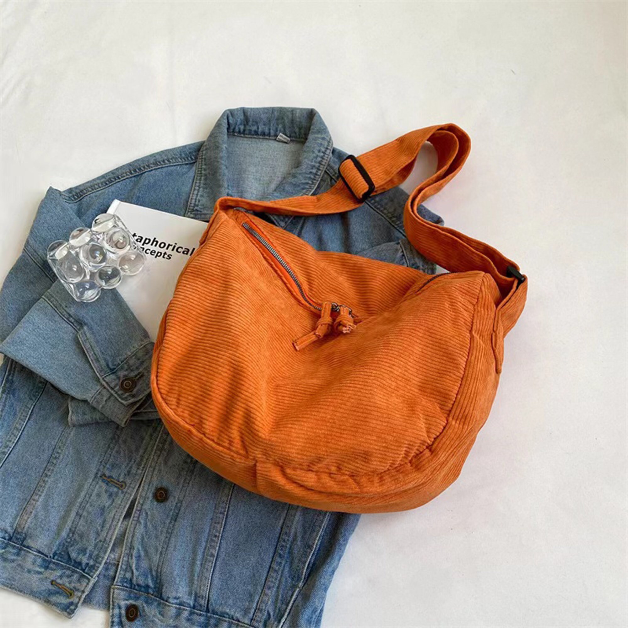 Solid Color Corduroy Crossbody Bag Minimalist Shoulder Bag Etsy Canada