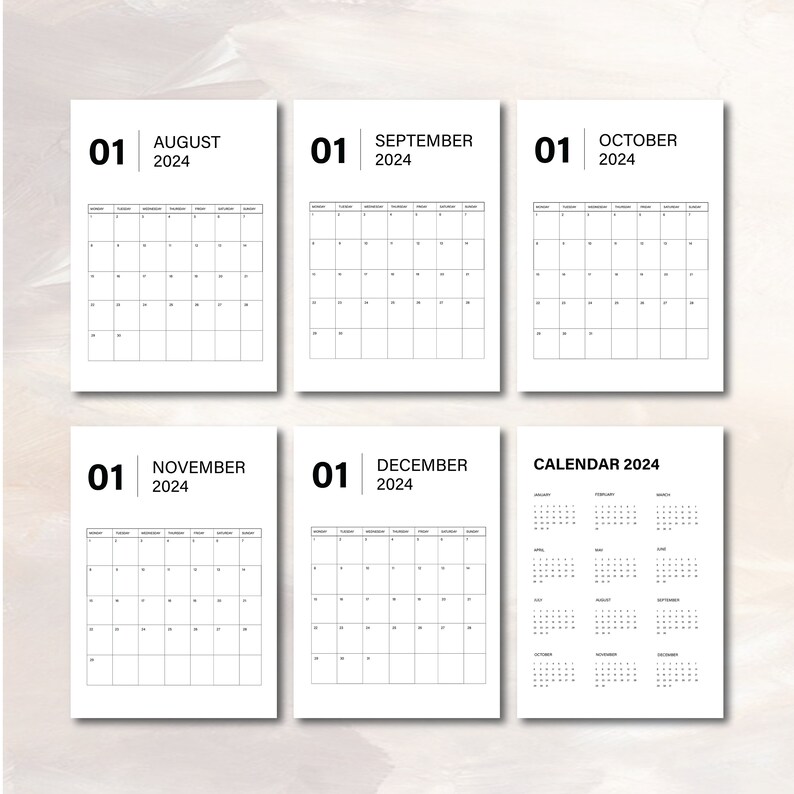 Minimalistic 2024 Calendar 2024 Calendar Printable Monthly Calendar