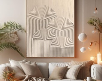 Textuurkunst aan de muur, gipskunst aan de muur, structuurcanvas, structuurschilderij, boho-woondecoratie, muurdecoratie voor kantoor, slaapkamer of woonkamer