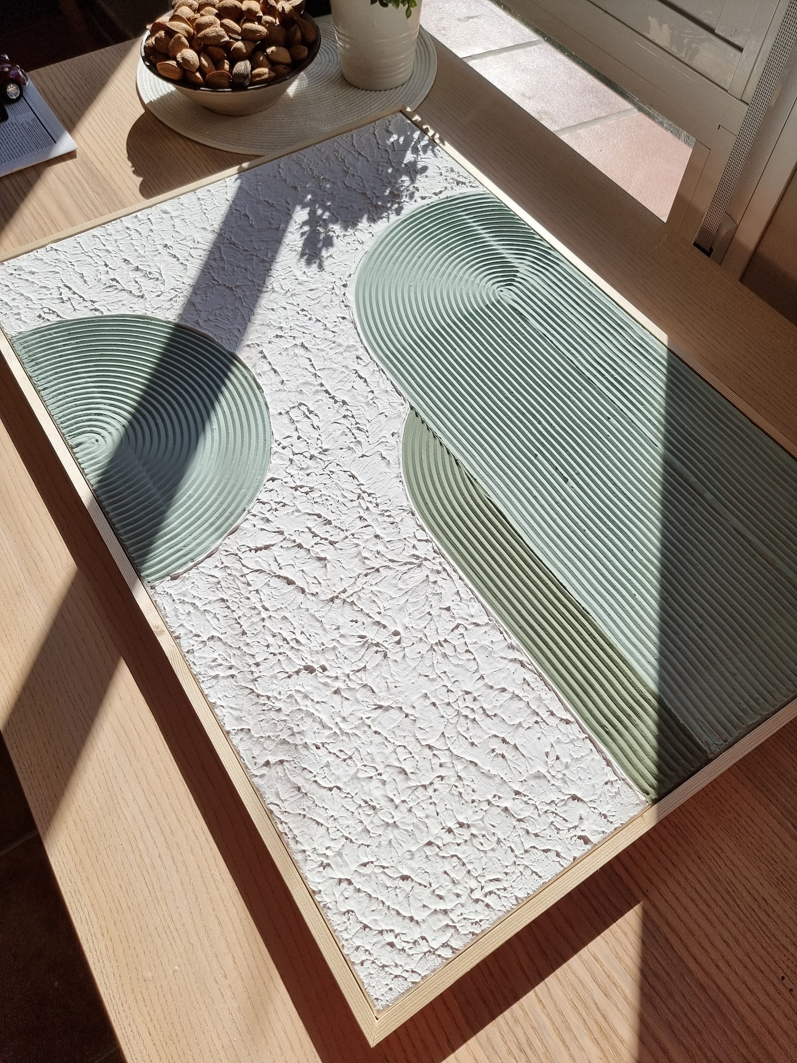 Curated visual reference: Visual Reference: Textured Wall Art In Green White