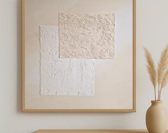 Textured Wall Art | 3D Plaster Painting in Beige & White | Handmade Minimalist Artwork | Modern Neutral Wall Decor