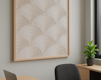 Arte da Parete con Texture | Quadro 3D Bianco Fatto a Mano | Design Onde Minimalista | Decorazione Moderna Neutra