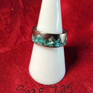 Handmade tungsten silver mountain ring