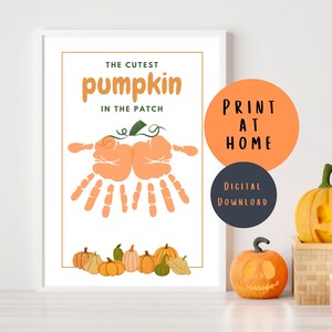 Halloween Pumpkin Handprint Art: DIY Craft Keepsake (Digital Printable)