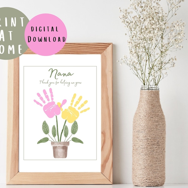 Gift for Nana - Handprint Art - DIY Craft Activity for Baby, Toddler & Kids - Memory Keepsake Gift - Digital Printable