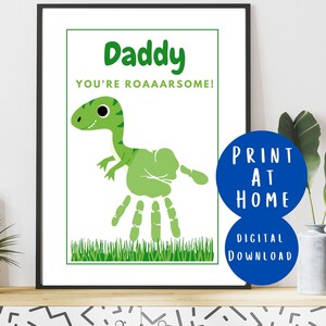 Gift for Daddy - Dinosaur Handprint Art - DIY Craft Activity for Baby, Toddler & Kids - Memory Keepsake Gift - Digital Printable