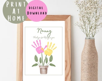 Nanny Handprint Art - DIY Keepsake Gift (Digital Printable)