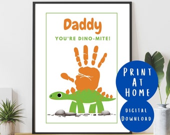 Dinosaur Daddy Handprint Art – DIY Keepsake Gift (Digital Printable)